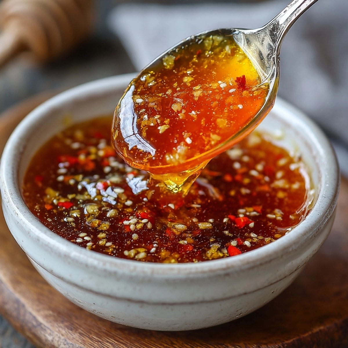 Golden glazed Pineapple Teriyaki Sauce for Chicken Skewers, glistening and ready to serve.
