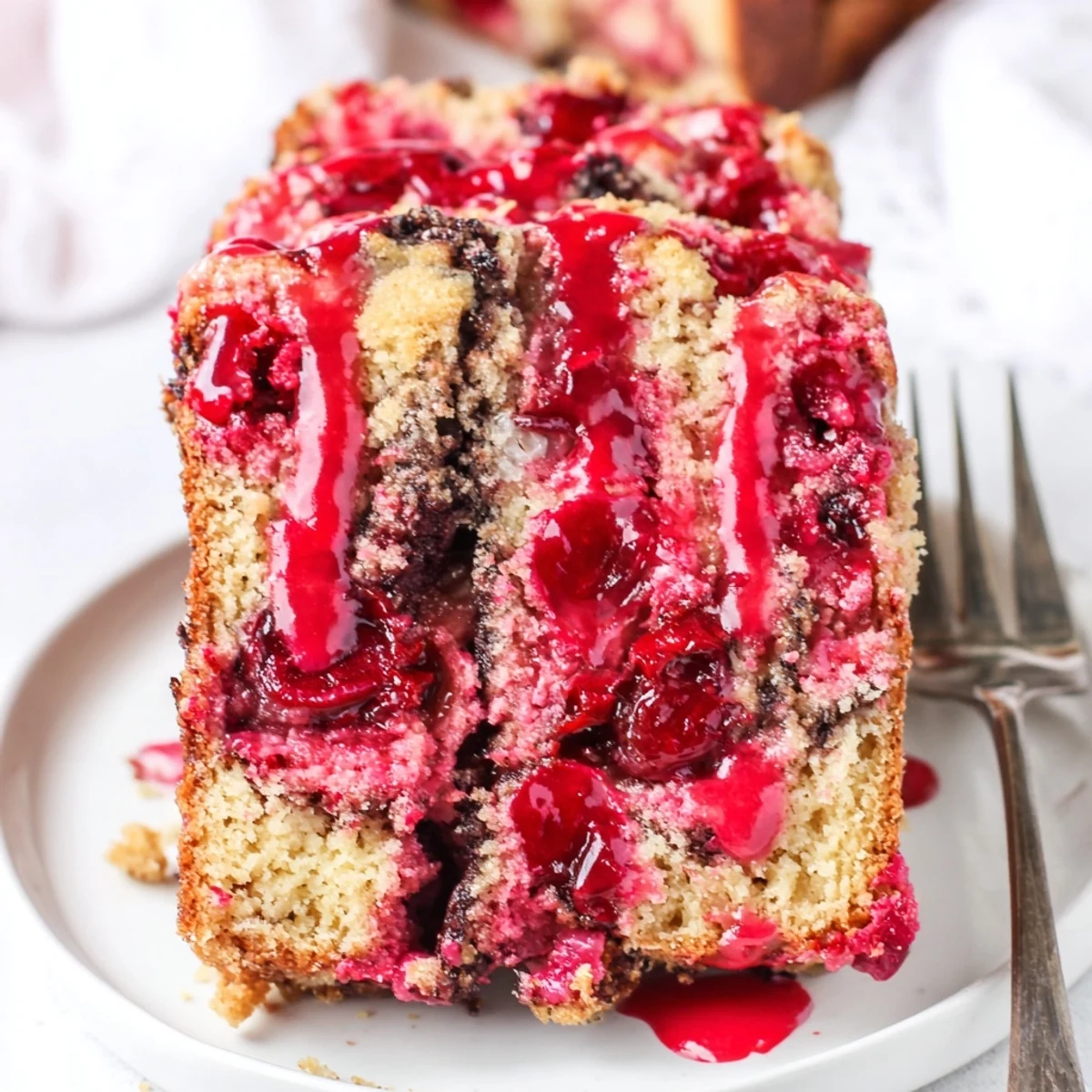 Whimsical Chaos Cake: Cherry Soda Cookie Loaf garnished with colorful cookie crumbles.
