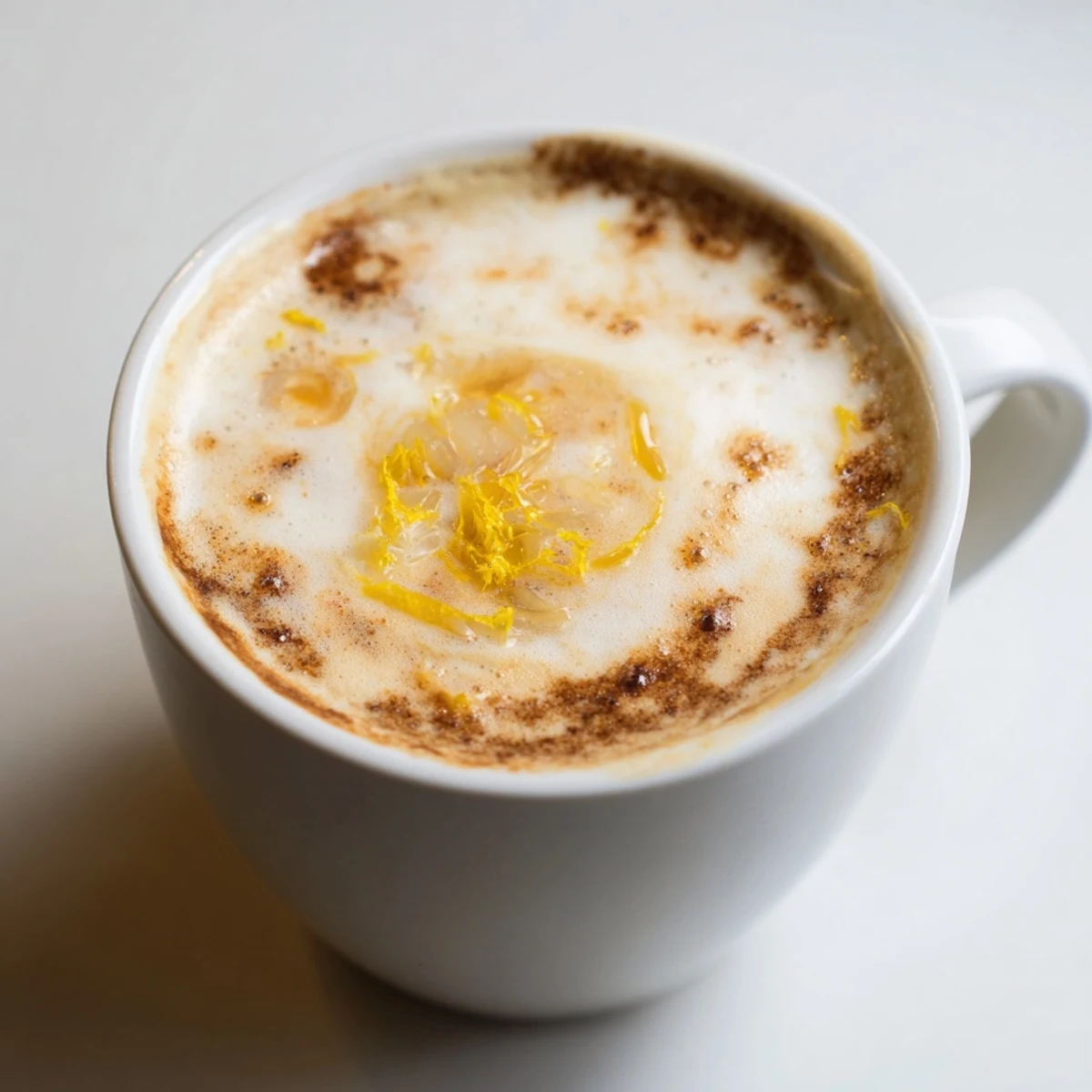Savory onion latte with caramelized onions and rich espresso, perfect for adventurous drinkers.  