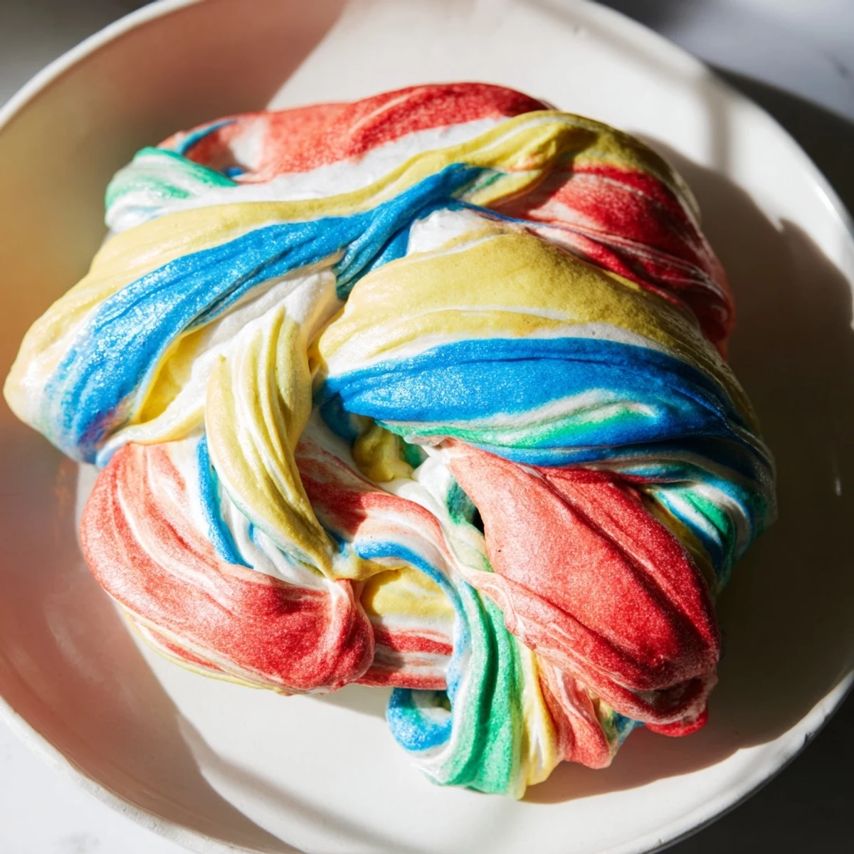 Light and fluffy Cloud Bread Rainbow Version, perfect for colorful breakfast fun.  