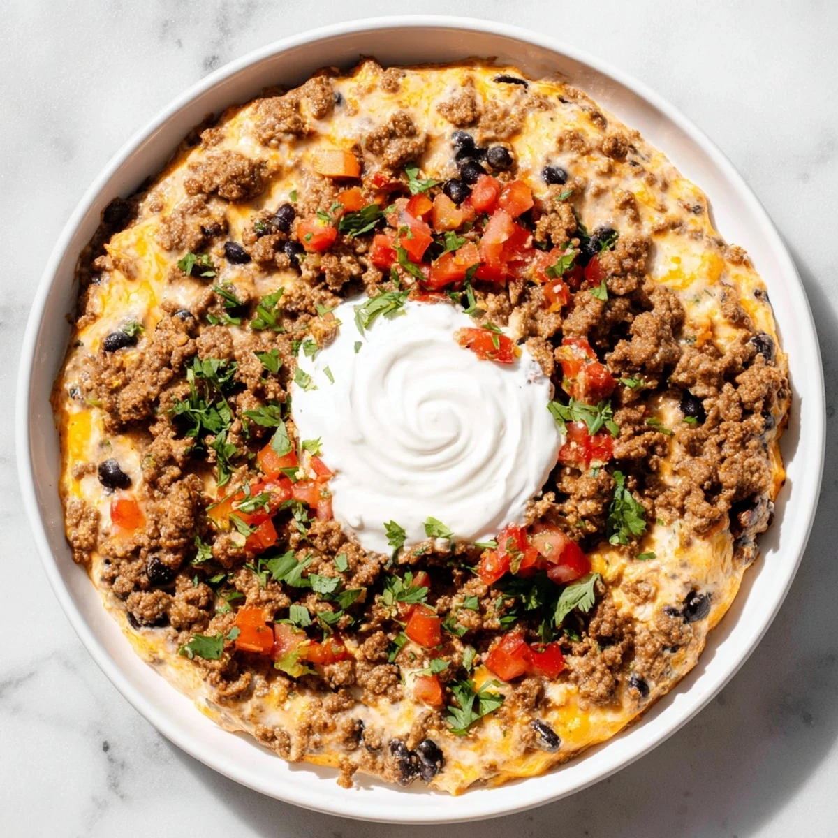 Slow Cooker Cream Cheese Taco Dip: A bubbling, cheesy dip with visible beans, beef, and perfect for chip scooping.