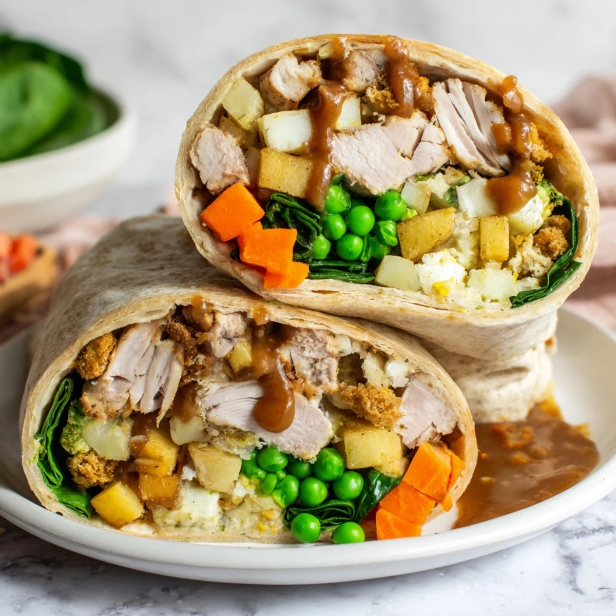 Warm and flavorful Simple Christmas Leftover Wraps, a hearty mix of festive flavors.