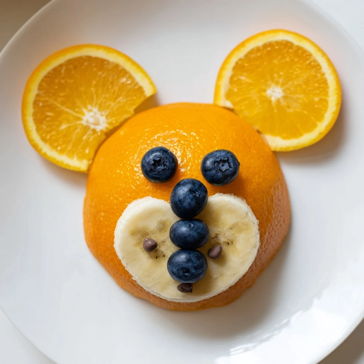 Orange Slice Bear Face Fruit Board with fresh berries and banana slices arranged charmingly.