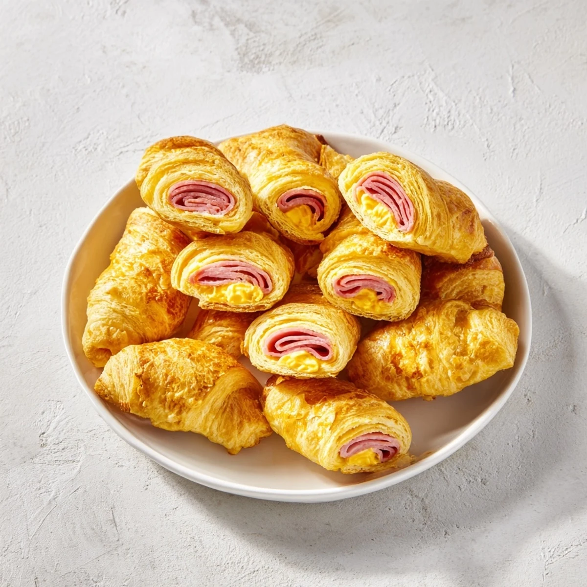 Golden, flaky Sliced Cheddar and Salami Scrolls, smelling savory from the oven, ready to eat.