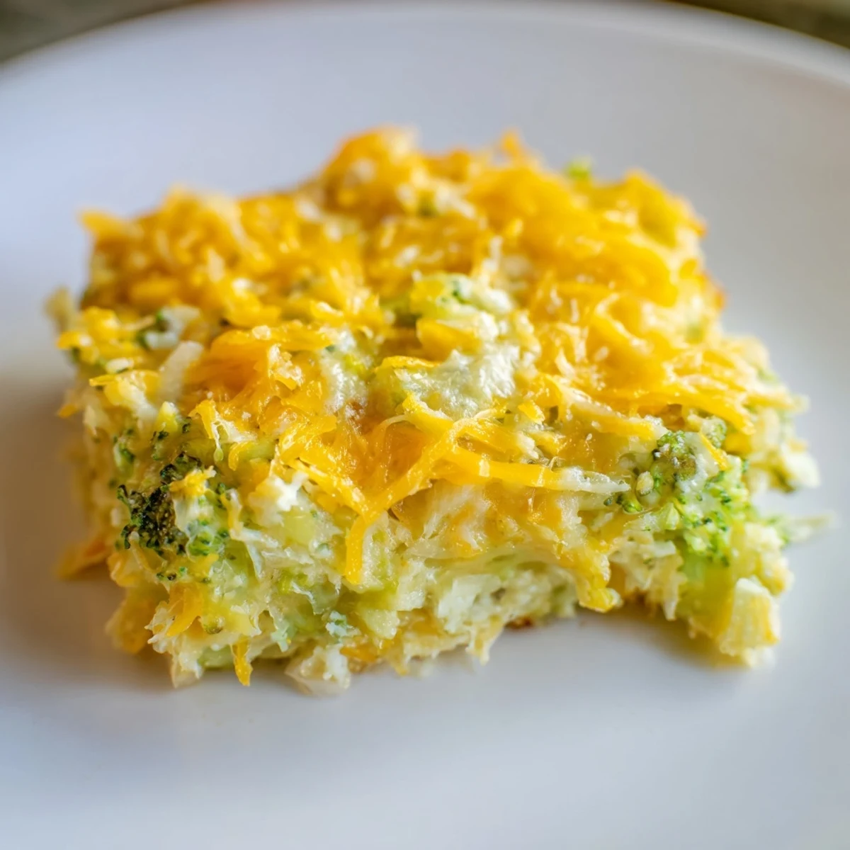 Melted cheese and vibrant broccoli in delicious Cheesy Broccoli Casserole Bites, ready to enjoy.