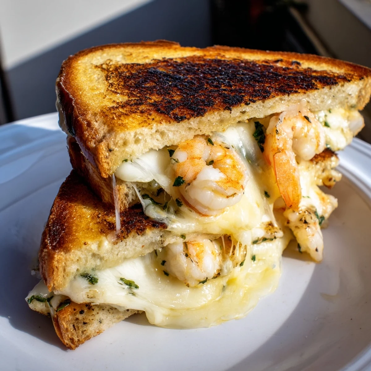 Quick Shrimp Grilled Cheese, melty cheese and golden-brown bread, a wonderfully comforting experience.