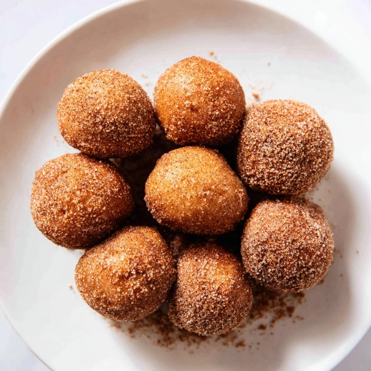 Air fryer cinnamon donuts: golden brown and glistening, ready to be tossed in cinnamon sugar.