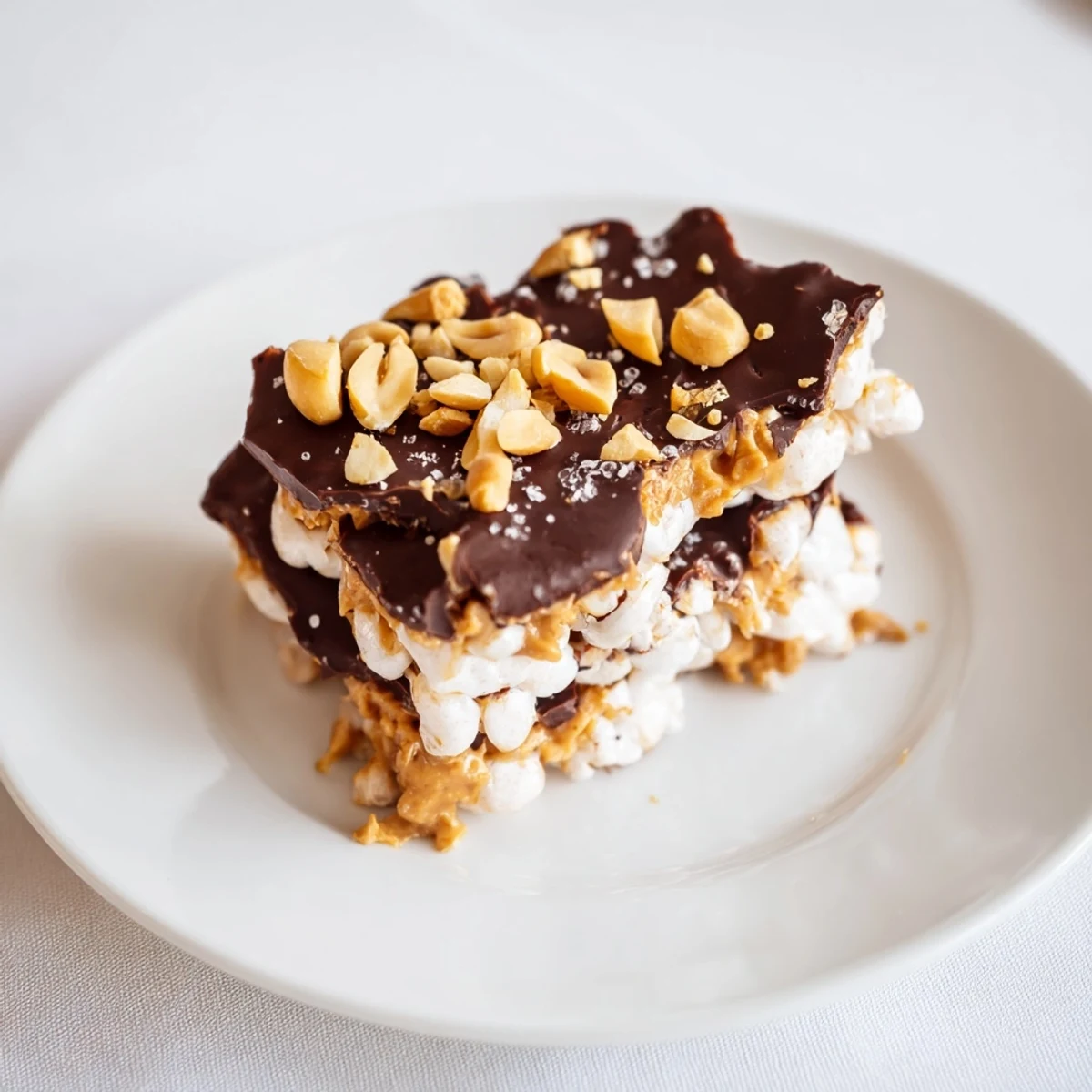 Homemade Peanut Butter Chocolate Rice Cakes, featuring a rich layer of melted chocolate and creamy peanut butter.