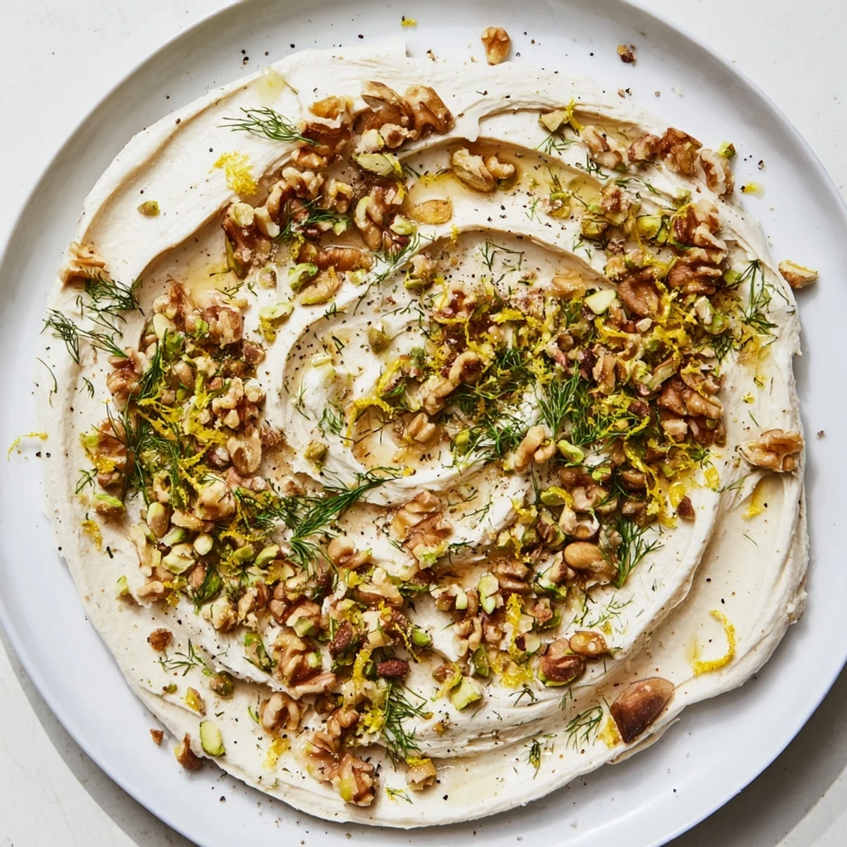 A creamy butter board charcuterie appetizer with flaky salt and golden toasted nuts, perfect for sharing.