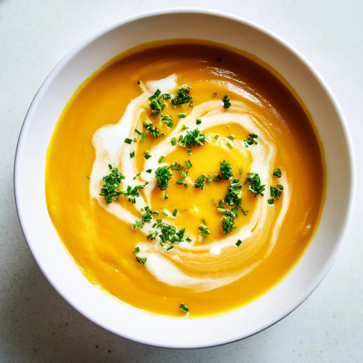 Smooth and rich carrot creamy soup, beautifully blended, perfect for a cozy, comforting meal.