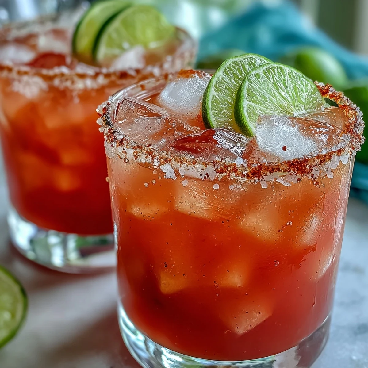 Vibrant pink Guava Margarita in a salt-rimmed glass, garnished with a fresh lime wedge.