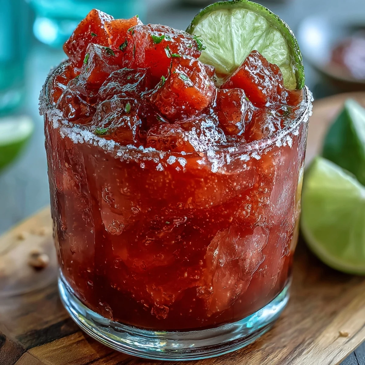 Best Guava Margarita with a Tajín rim, fresh guava slices, and a bright lime wheel garnish.