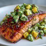 Baked Salmon Mango Avocado Salsa