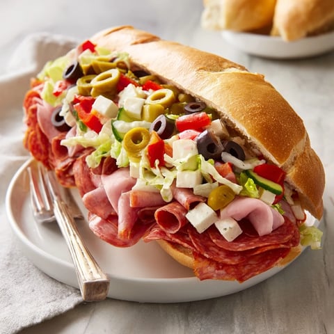 Delicious Flavor Mash-Up Sandwiches stacked high with fresh ingredients and vibrant colors.  