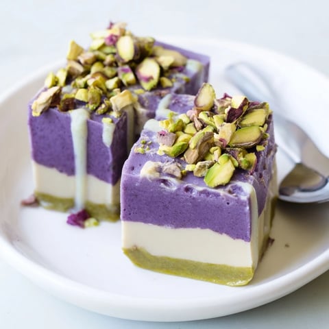 Creamy ube and pistachio ice cream bars, a vibrant summer dessert delight.  