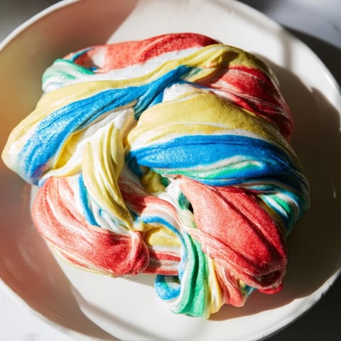 Light and fluffy Cloud Bread Rainbow Version, perfect for colorful breakfast fun.  