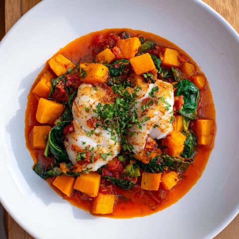 Baked cod with butternut squash and spinach, a flavorful dish with tender fish and roasted vegetables.