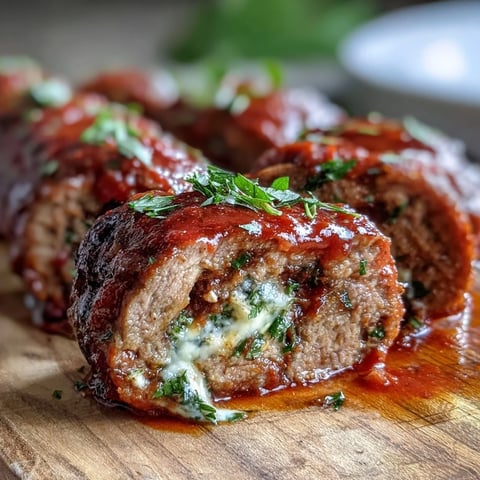 Freshly seared Sicilian-Style Braciole rolls with golden-brown beef, filled with pine nuts, pecorino, and raisins, simmering in a rich red tomato sauce.