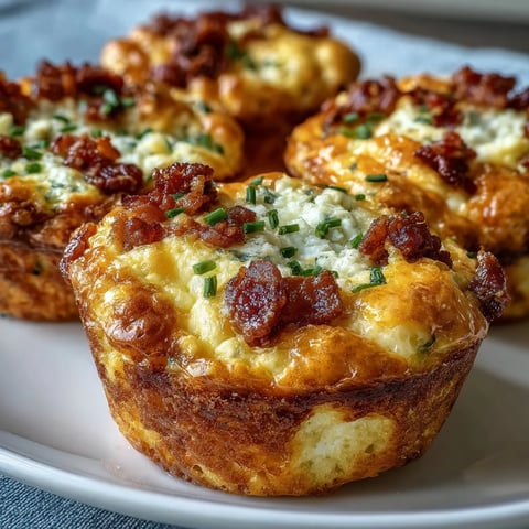 Golden-brown Ranch & Cheddar Egg Muffin Cups fresh from the oven, featuring melted cheese and crispy bacon crumbles on a cooling rack.