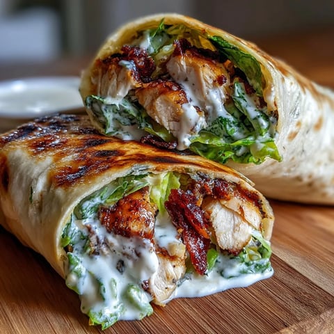 Golden brown garlic naan wraps stuffed with grilled chicken, crisp romaine, and creamy Caesar, sprinkled with Parmesan.