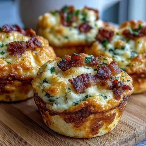 Golden-brown Ranch & Cheddar Egg Muffin Cups baked in a tin with melted cheese and bacon pieces on top.