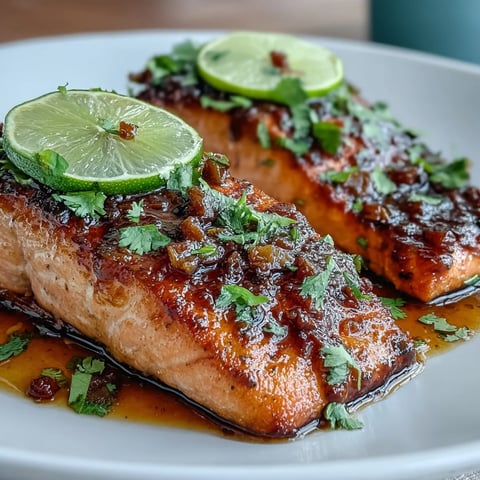 Succulent honey-lime garlic butter baked salmon fillets, perfectly caramelized and topped with fresh lime slices for a vibrant, aromatic main dish.