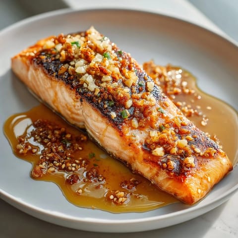 A closeup of rich, glossy Maple Miso Sauce coating perfectly grilled salmon fillets, delicious!