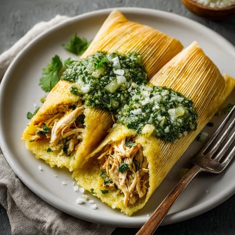 Festive Green Chile Chicken Tamales: Steaming from a vibrant, inviting holiday dinner.