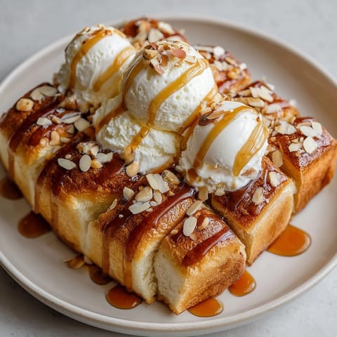 Close-up of caramelized Honey Butter Toast, a sweet, buttery delight with crisp edges.