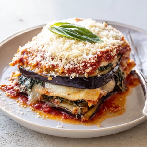 Layered Cheesy Ricotta Eggplant Lasagna: Imagine roasted eggplant nestled with savory ricotta filling.