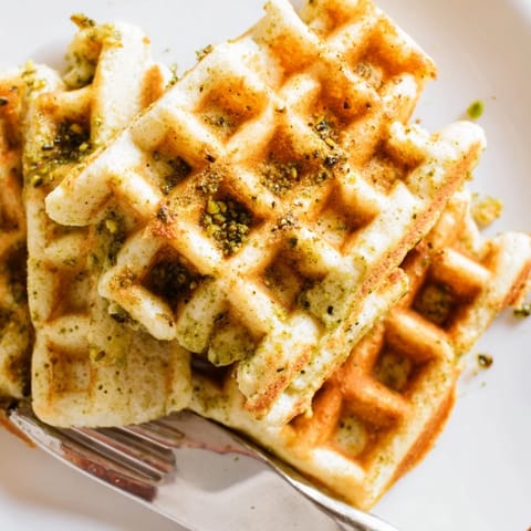 Matcha Pumpkin Muffin Waffles