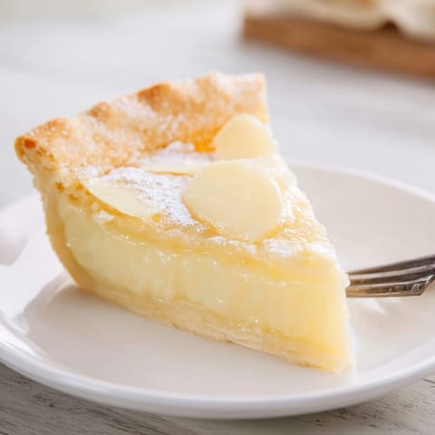 Golden-brown water pie cooling on a rack, showcasing its custard-like filling.  