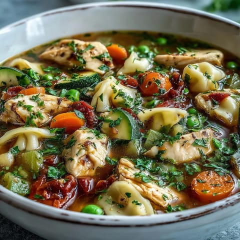 Pasta Soup With Chicken and Vegetables