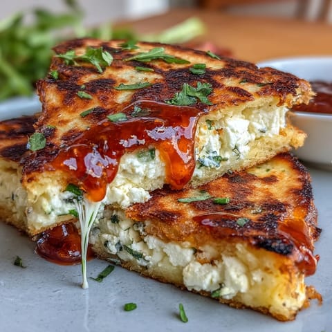 Golden quesadilla oozing with chili jam and creamy goat cheese, perfect for a quick vegetarian meal.