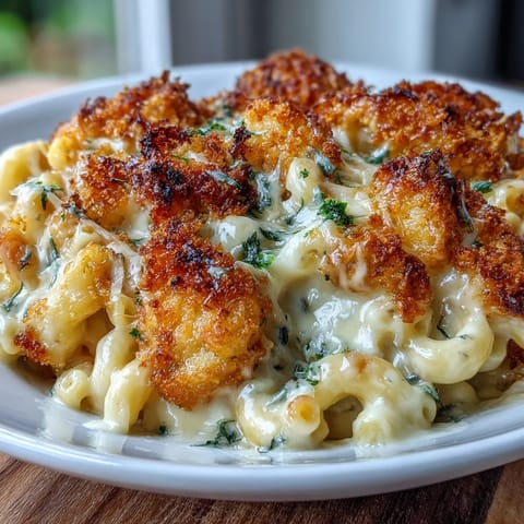 Creamy baked macaroni and cheese with a golden, crunchy panko topping and bubbling cheddar sauce, perfect for a cozy Easter side dish.