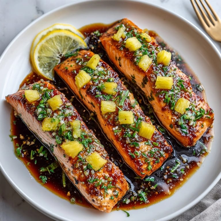 Asian-inspired Honey Pineapple Salmon, tender and flaky, ready for a vibrant weeknight family dinner.