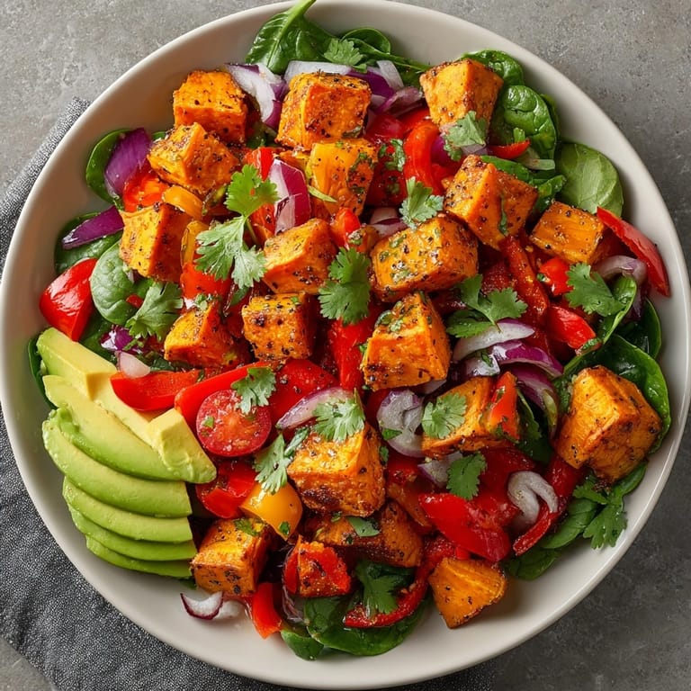 Imagine spiced, tender sweet potatoes in this colorful Cajun Roasted Sweet Potato Salad.