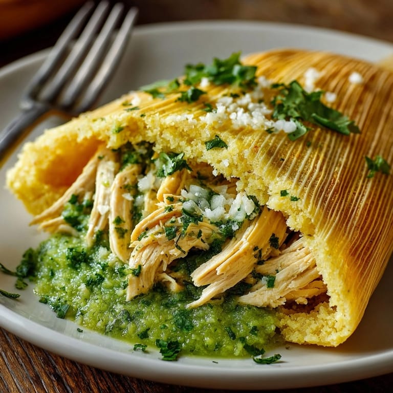 Southwestern Green Chile Chicken Tamales: Savory, comforting, a traditional spiced family favorite.