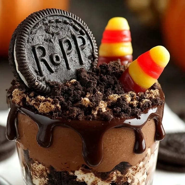 Imagine chocolate pudding, crushed Oreos, and gummy worms in yummy Halloween Graveyard Dirt Pudding!