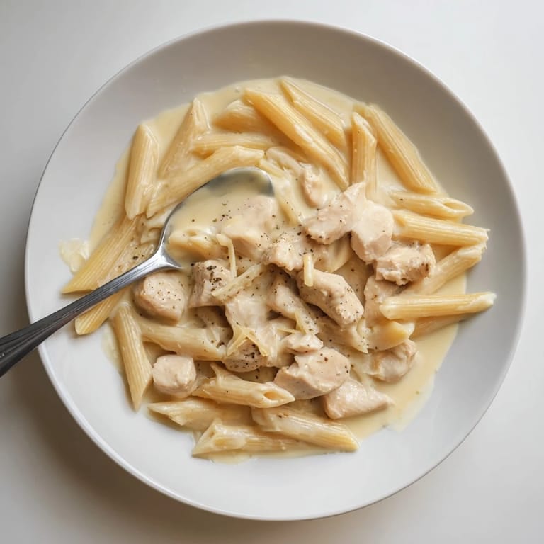Comforting Creamy Chicken and Cream Cheese Pasta with tender chicken and a cheesy sauce.