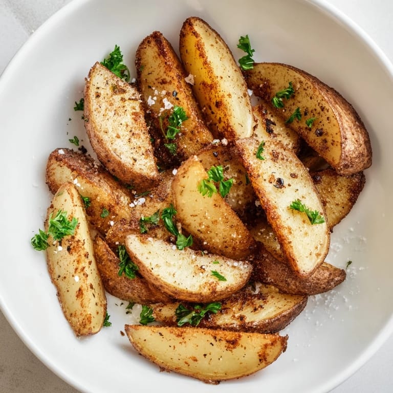 These savory 15-Minute Microwave Crispy Potatoes, with herbs, are a perfect, simple vegetarian side dish.
