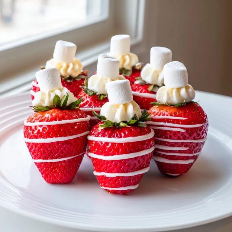 Sweet and festive: homemade Air Fryer Santa Hat Strawberries perfect for a holiday dessert or snacks.