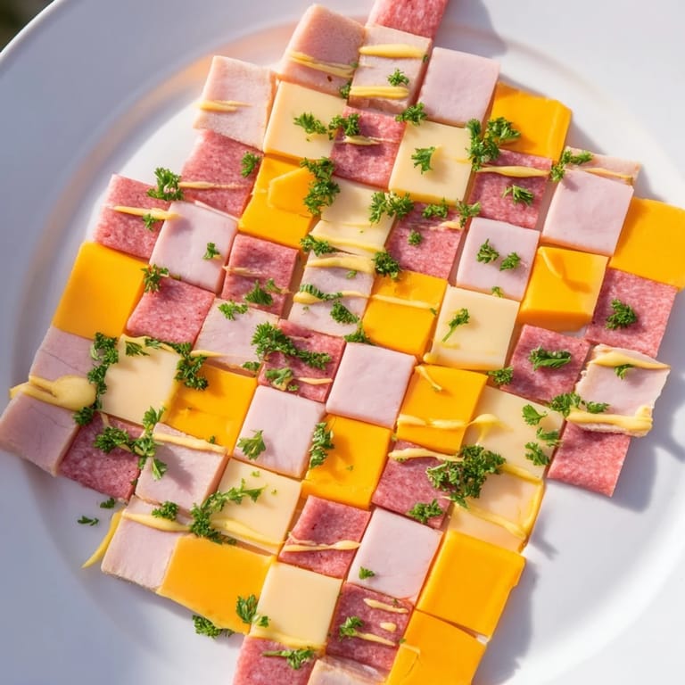 Artistically arranged The Patchwork Quilt, with lines of mustard, ready to be enjoyed with friends.