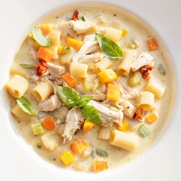 A warm bowl of Marry Me Chicken Soup showcasing tender chicken and creamy broth for a cozy dinner.
