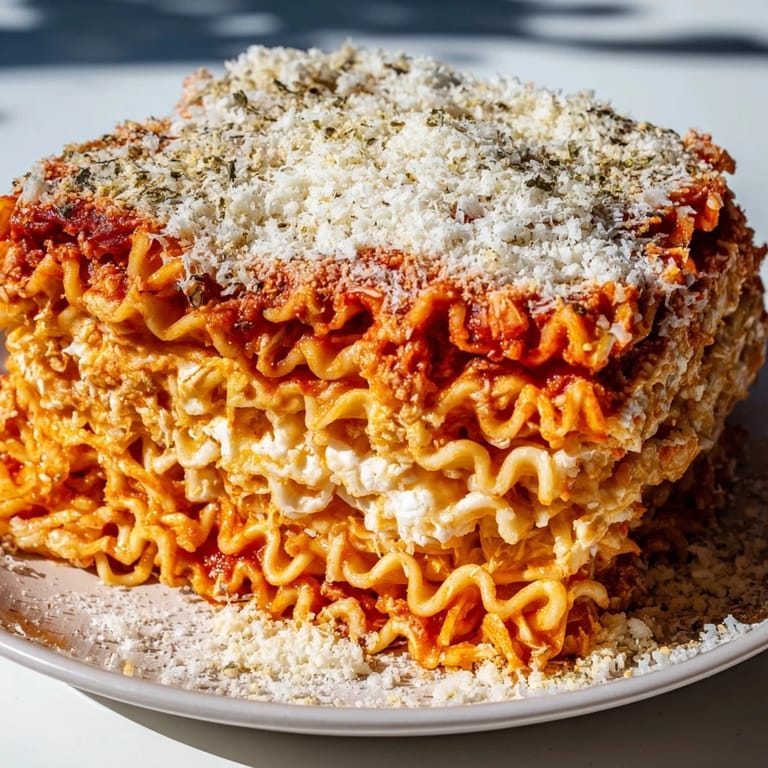 Imagine the amazing flavors in this easy vegetarian Ramen Lasagna, fresh from the oven.