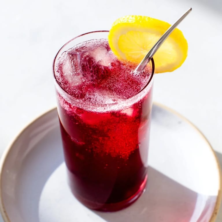 Cool, bubbly Sleepy Girl Mocktail with a lemon garnish, perfect for a relaxing evening.