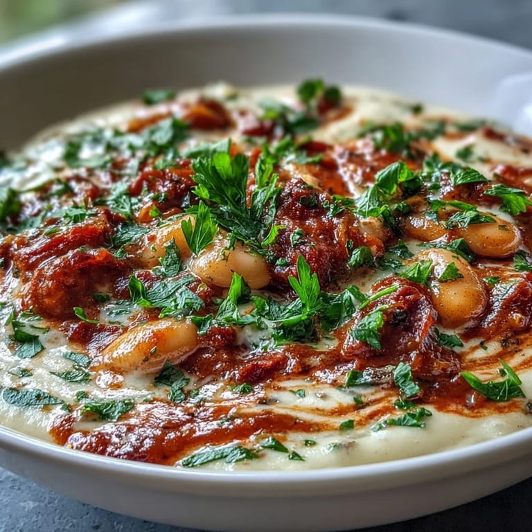 A steaming spoonful of this Mediterranean soup reveals a velvety, tomato-infused white bean puree.