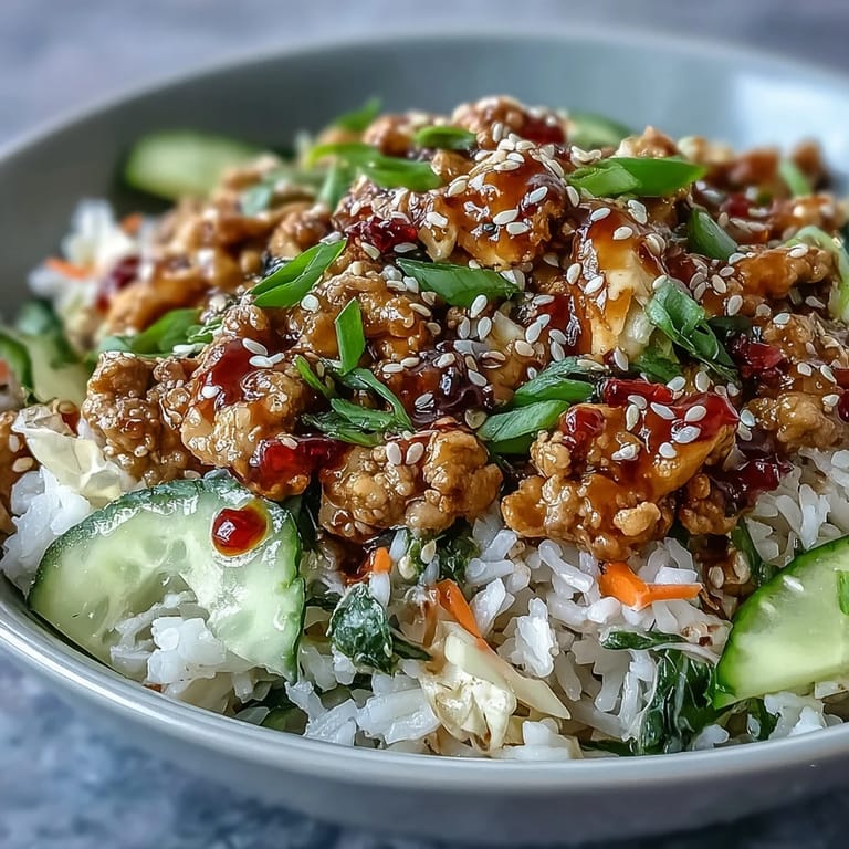 Serve Bang Bang Ground Turkey Rice Bowls with lime wedges and sesame seeds for a vibrant, easy weeknight dinner.