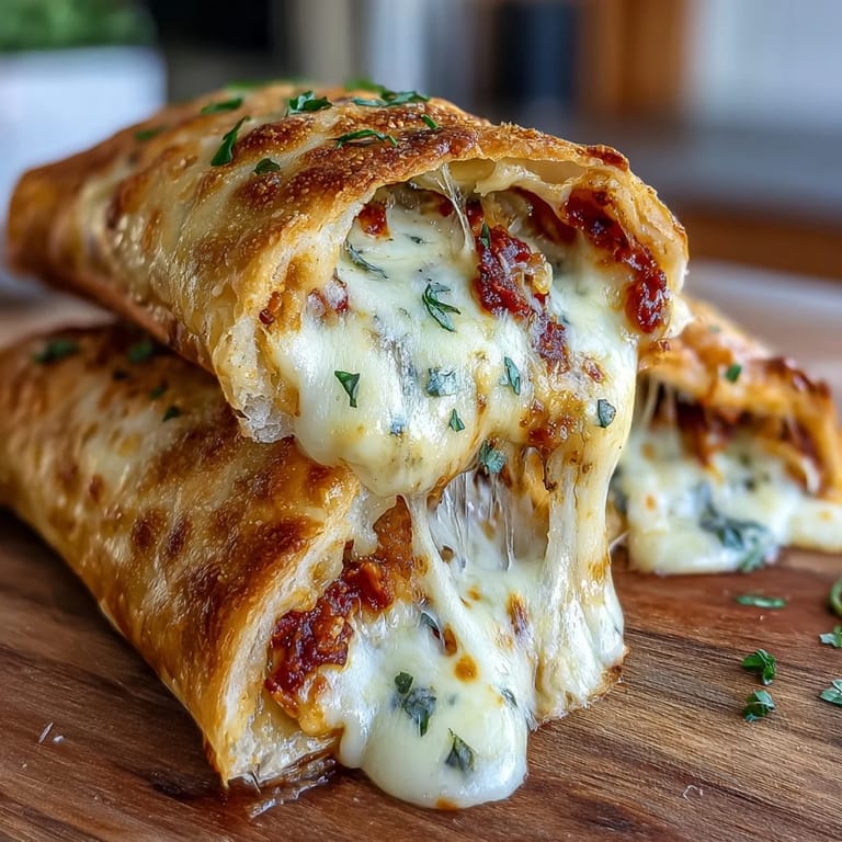 Steam rises from a split High Protein Pizza Hot Pockets, revealing a melty low-fat cheese and savory red pizza sauce filling.