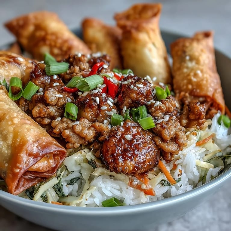 Steamed jasmine rice serves as the base for a vibrant stir-fry made from ground chicken and crunchy vegetables.